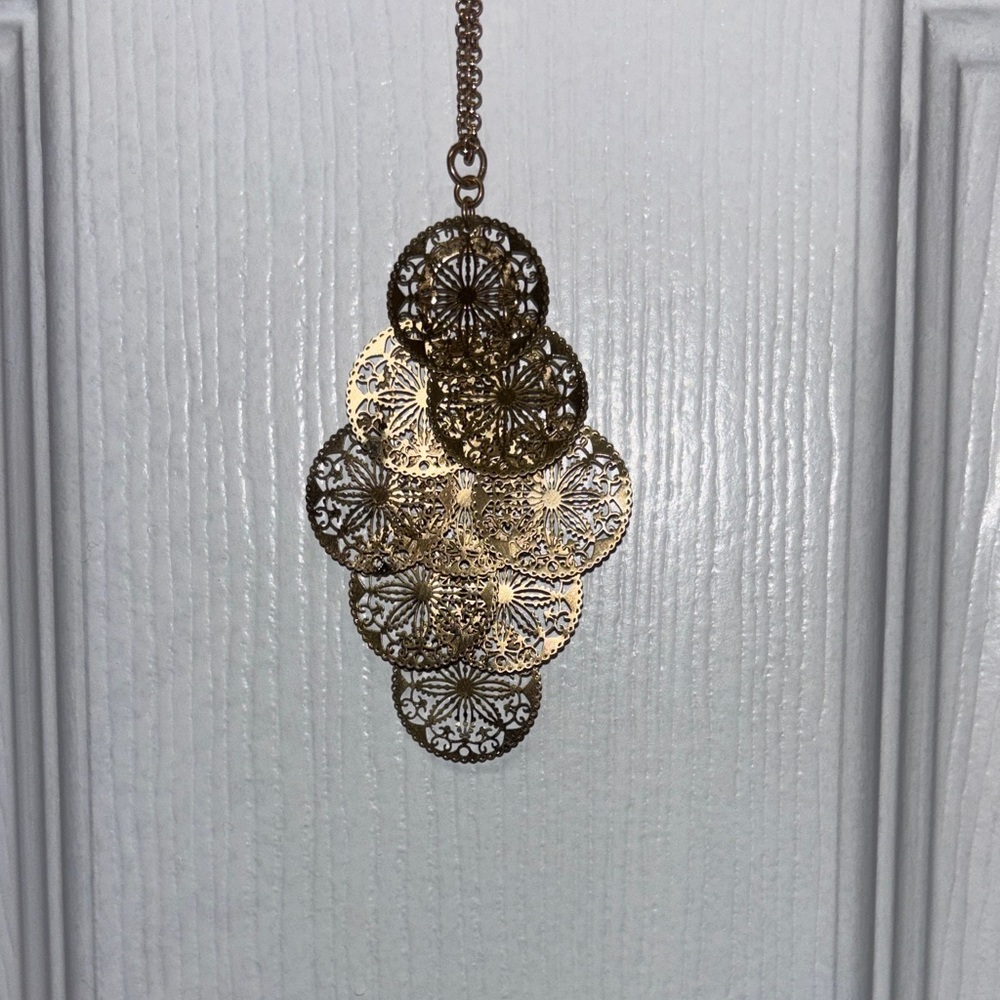 Southern Living Gold Filigree Long Necklace New